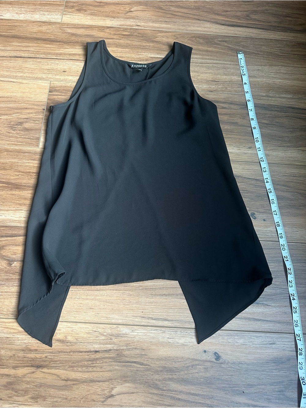 Express Black Sleeveless Handkerchief-Hem Top
